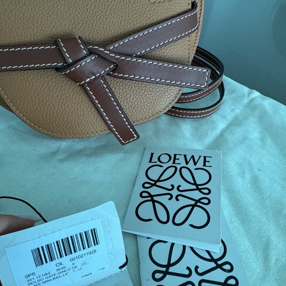 NEW Loewe Brown/Tan Leather Mini Gate Bag - Picture 7 of 9